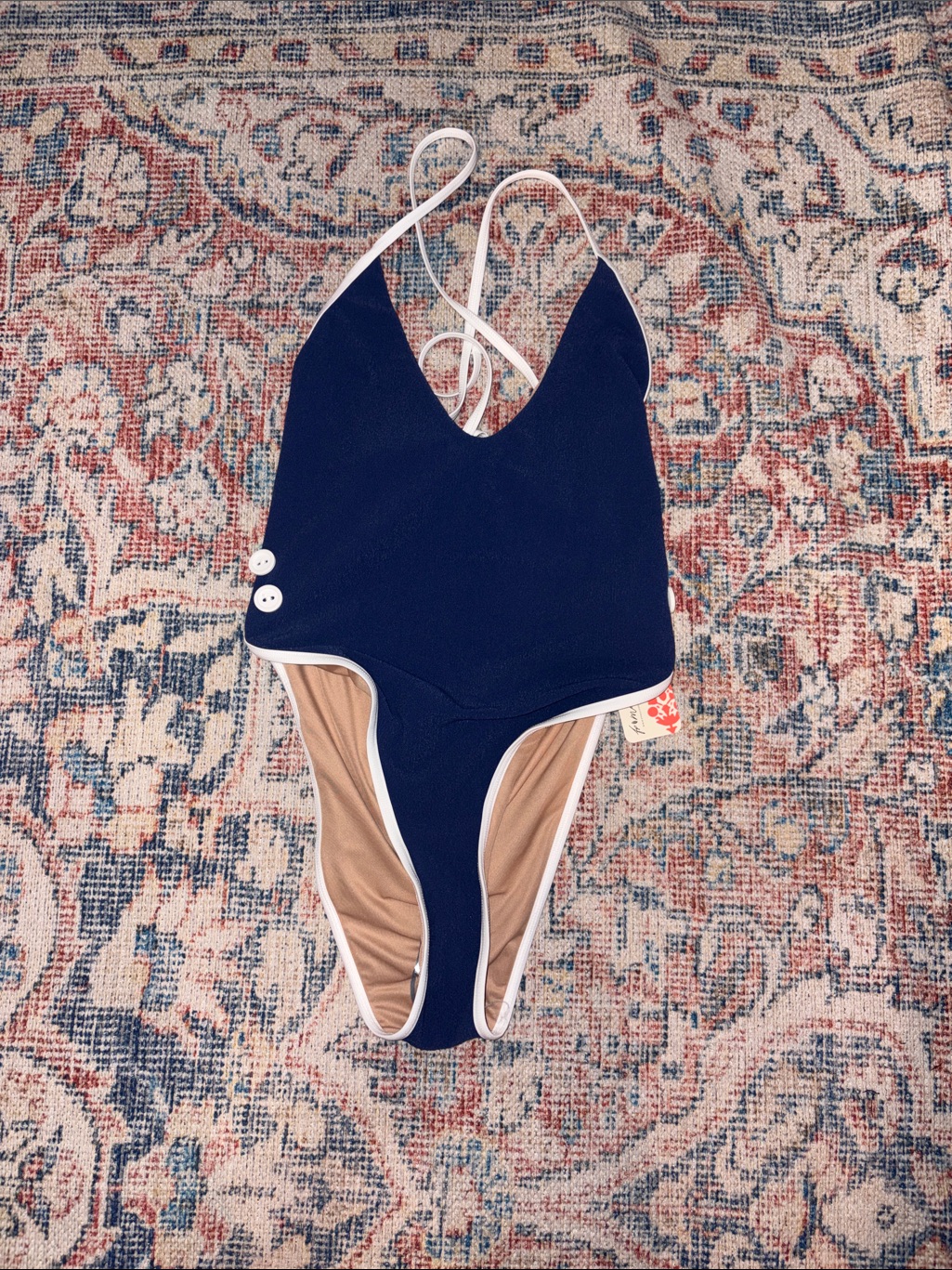 Gnash Swim Towelling Mod One Piece Swimsuit In Blue Sz L/Us 8 Nwt — image 4 of 6
